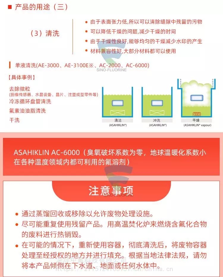 旭硝子ASAHIKLIN AC-6000電子氟化液注意事項